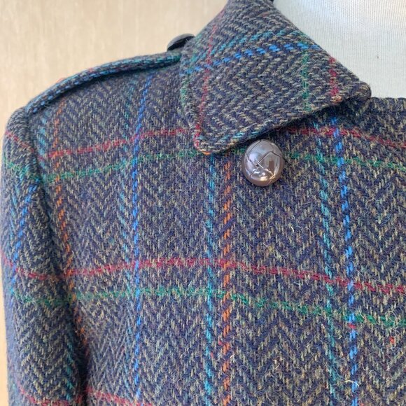 Vintage Aquascutum Trench Coat | Pure Virgin Wool Herringbone Plaid - Picture 11 of 14
